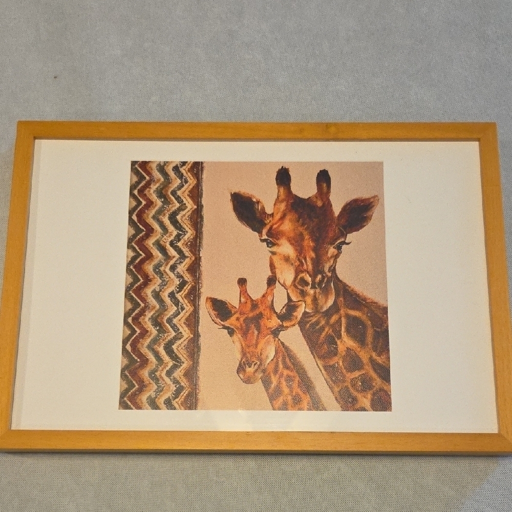 Giraffe Art Print in Wooden Frame